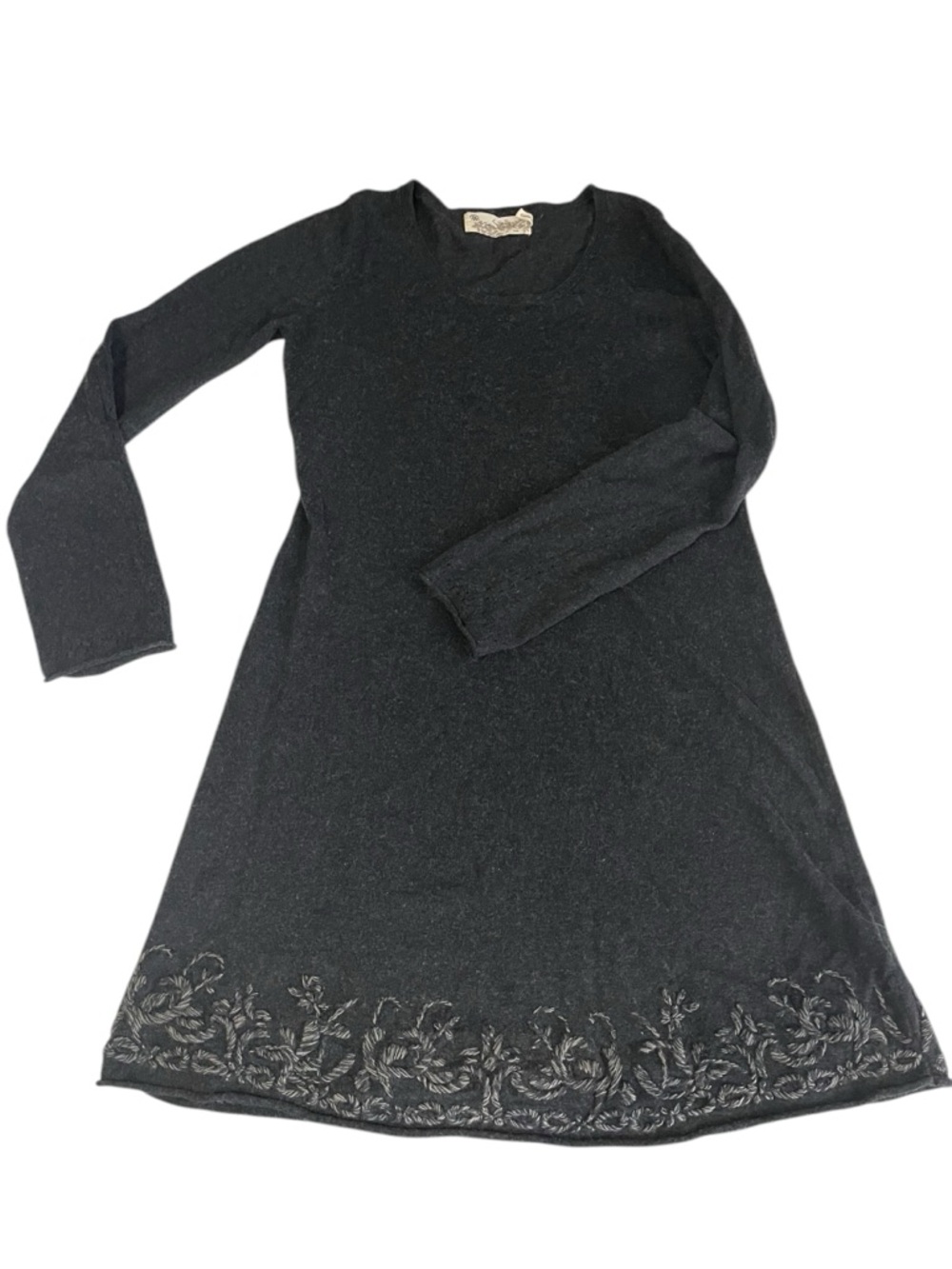Aventura Organic‎ Cotton and cashmere Long Sleeve Dress charcoal black large